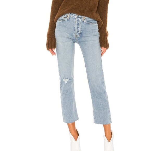NWT RE/DONE High Rise Stove Pipe Jeans in cloudy blue - Picture 1 of 9
